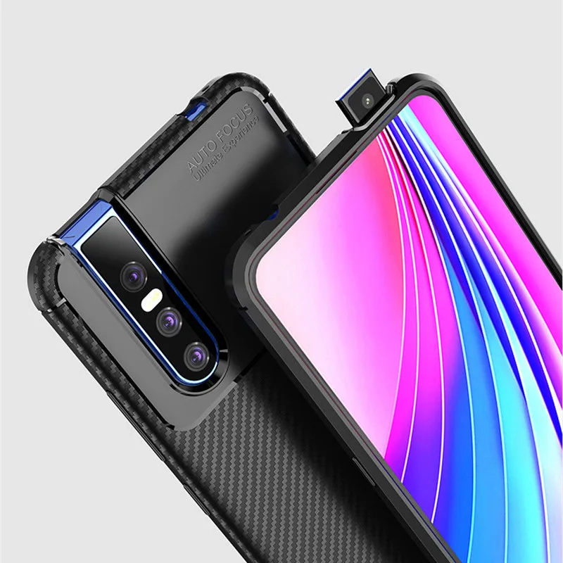 Чехол из углеродного волокна для VIVO V15 Pro мягкий ударопрочный чехол ТПУ с полной