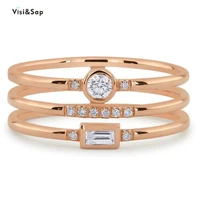visisap 3 line clear zircon rings for women dropshipping supplier jewelry ring rose gold color accessories b2196