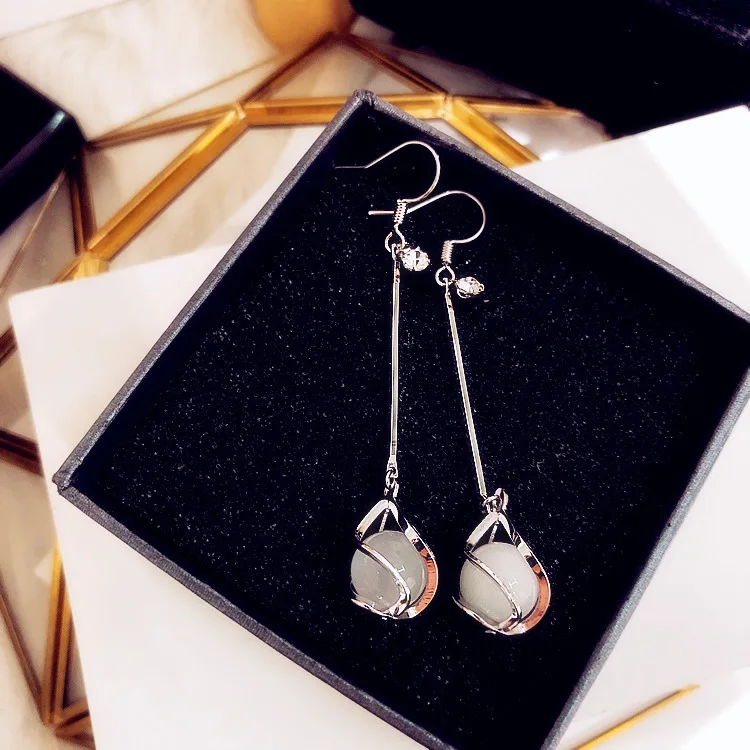 Серьги в виде кошачьих глаз компактные серьги ста рук длинные