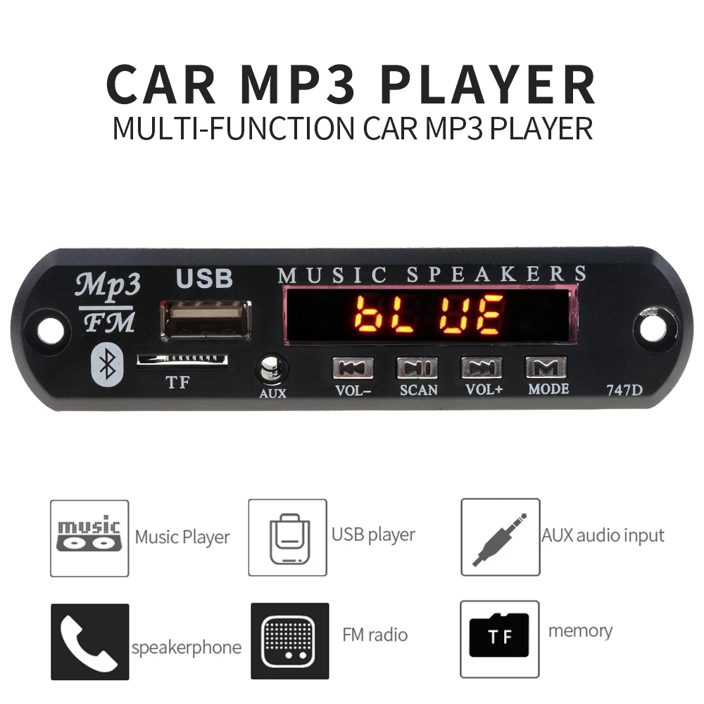 Новый Bluetooth MP3 плеер декодер плата с микрофоном FM радио TF USB 3 5 мм AUX аудио Handfree
