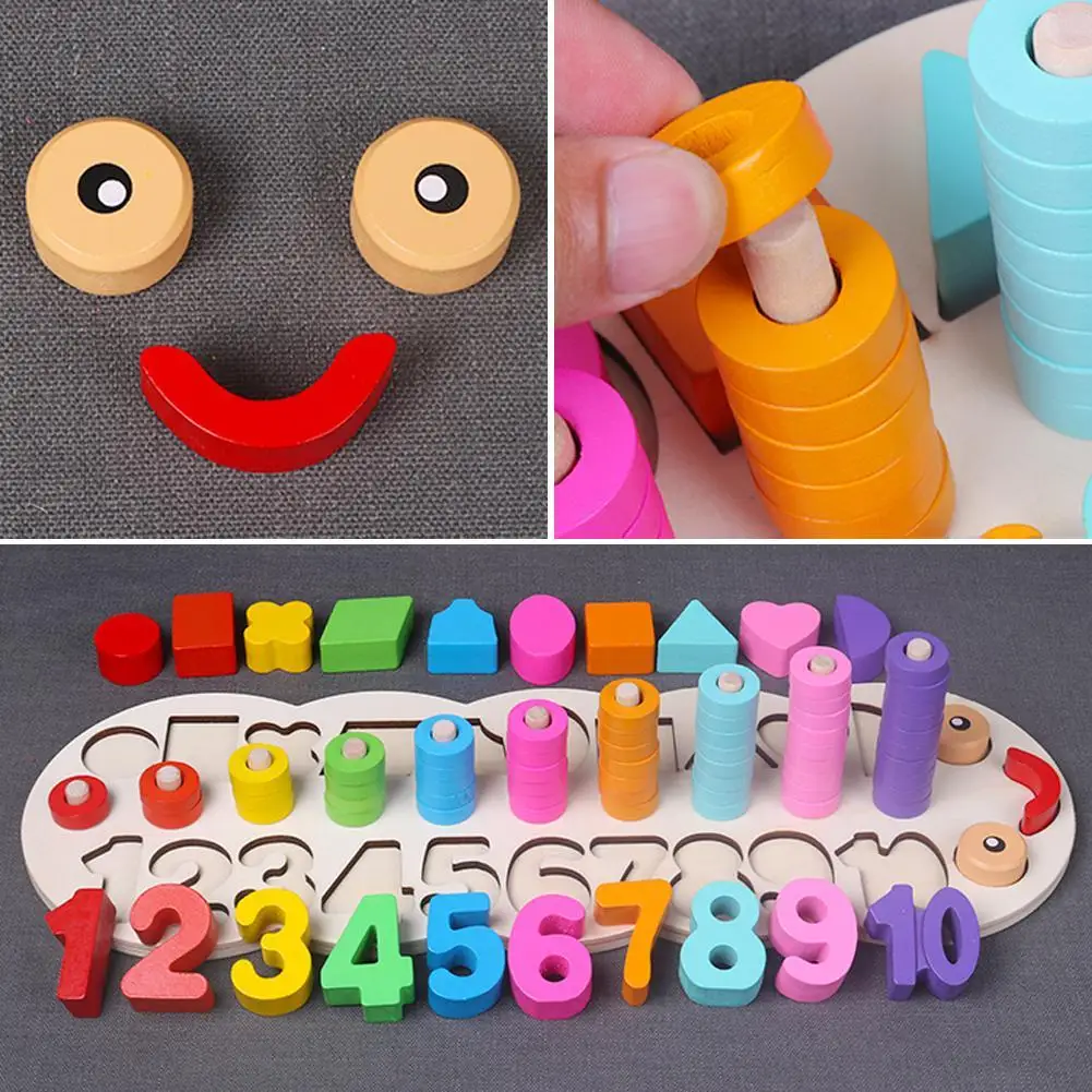 

Preschool Fun Early Educational Toys Wooden Learning To Count Numbers Matching Digital Shape Match Teaching Math Toys