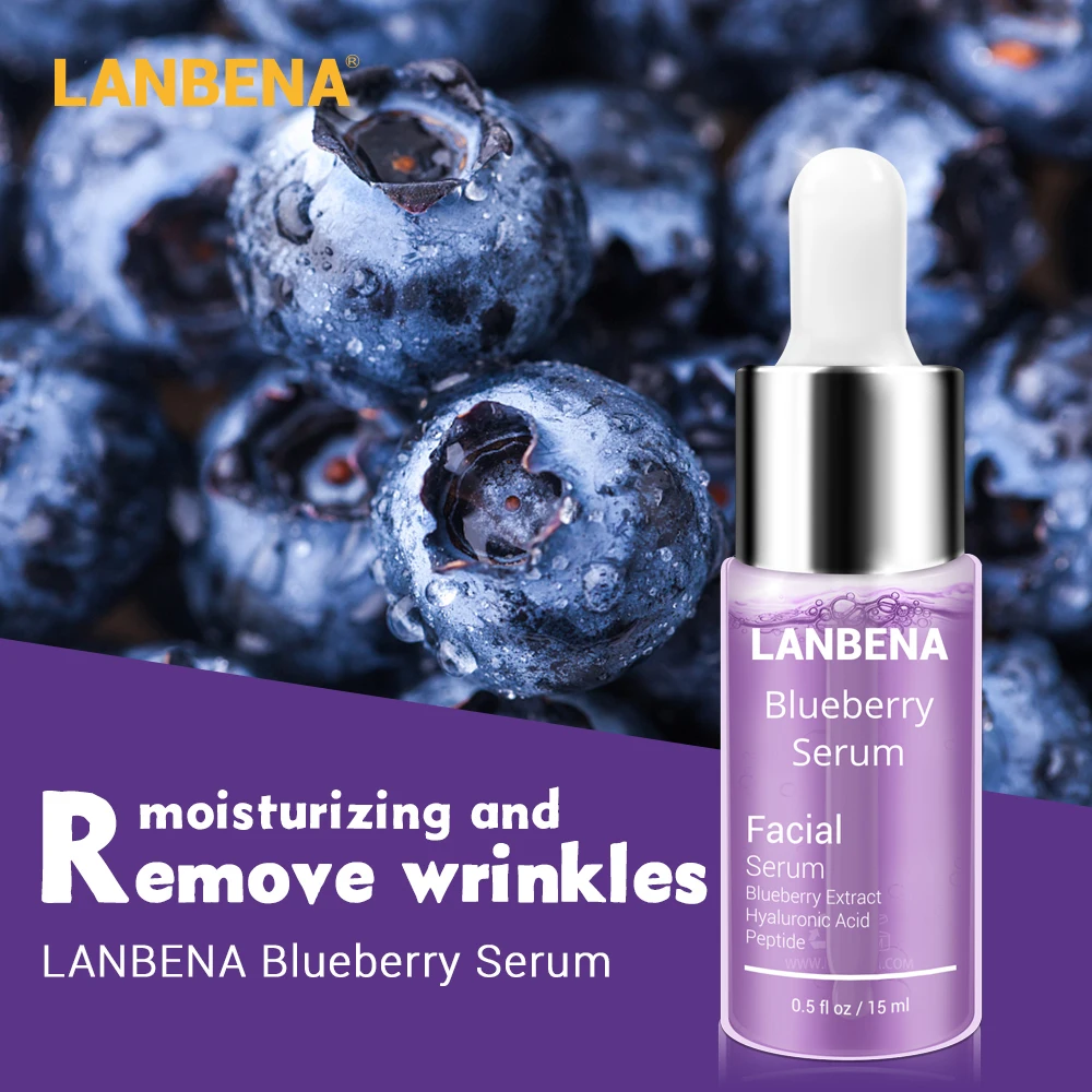 LANBENA Blueberry Hyaluronic Acid Serum Whitening Reduces Fine lines Anti-Aging Anti Wrinkle Moisturizing Essence Oil Skin Care | Красота и