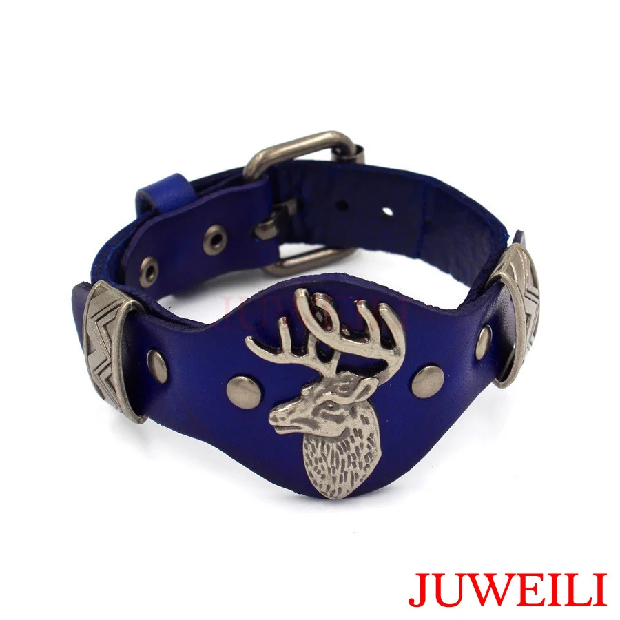 Олень Лось Wapiti кожаные браслеты ремешок дизайн регулируемый JUWEILI Jewelry для женщин