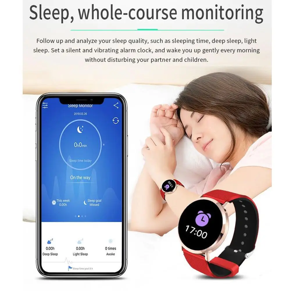 Круглый Экран T8 Bluetooth Smart Браслет сердечного ритма крови Давление Спорт