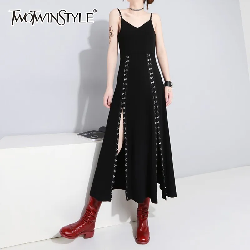 Платье на бретельках TWOTWINSTYLE женское платье средней длины без рукавов с высокой