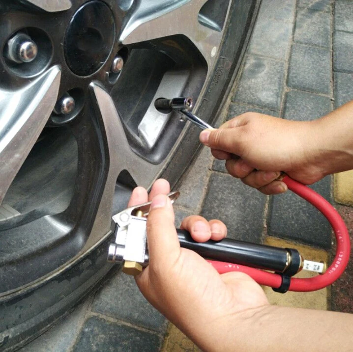 Наполнитель давления в шинах двойной патрон автомобильный манометр Шланг