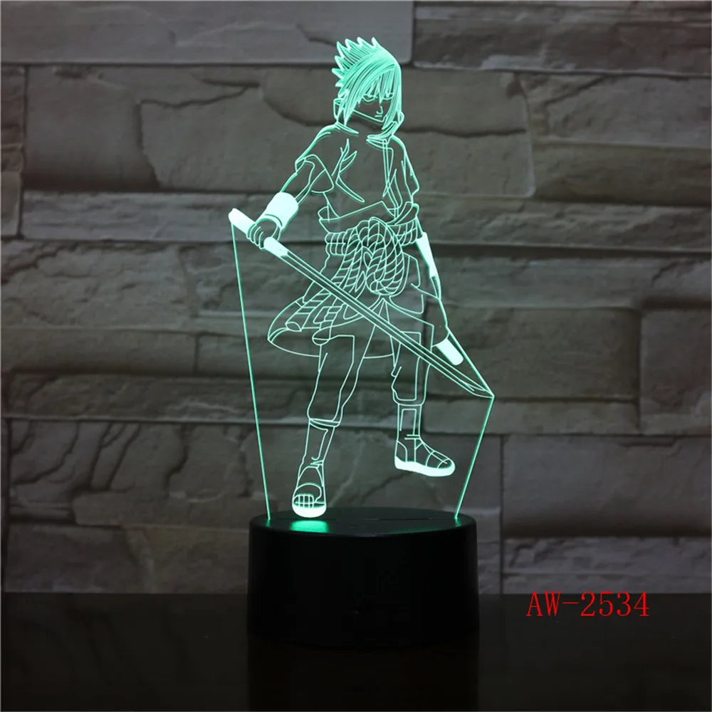 Светодиодная настольная лампа для моделирования Uchiha Sasuke 7 цветов|Ночники| |