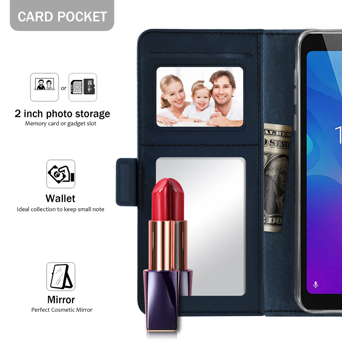 Для Meizu C9 Pro 16X M6T чехол для телефона с зеркалом и отделениями карт из искусственной