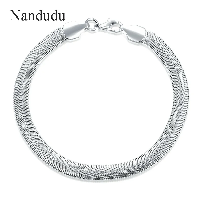 Nandudu роскошный 925 пробы серебряный цвет браслет цепочка для мужчин женщин новое