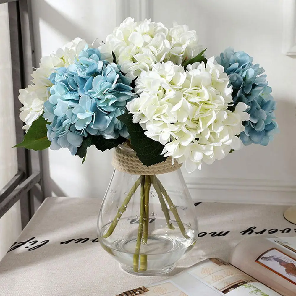 1 Branch Artificial Hydrangea Flowers for Wedding Bridal Bouquet Home Party Garden Fake Floral Decal Vase Decoration | Дом и сад