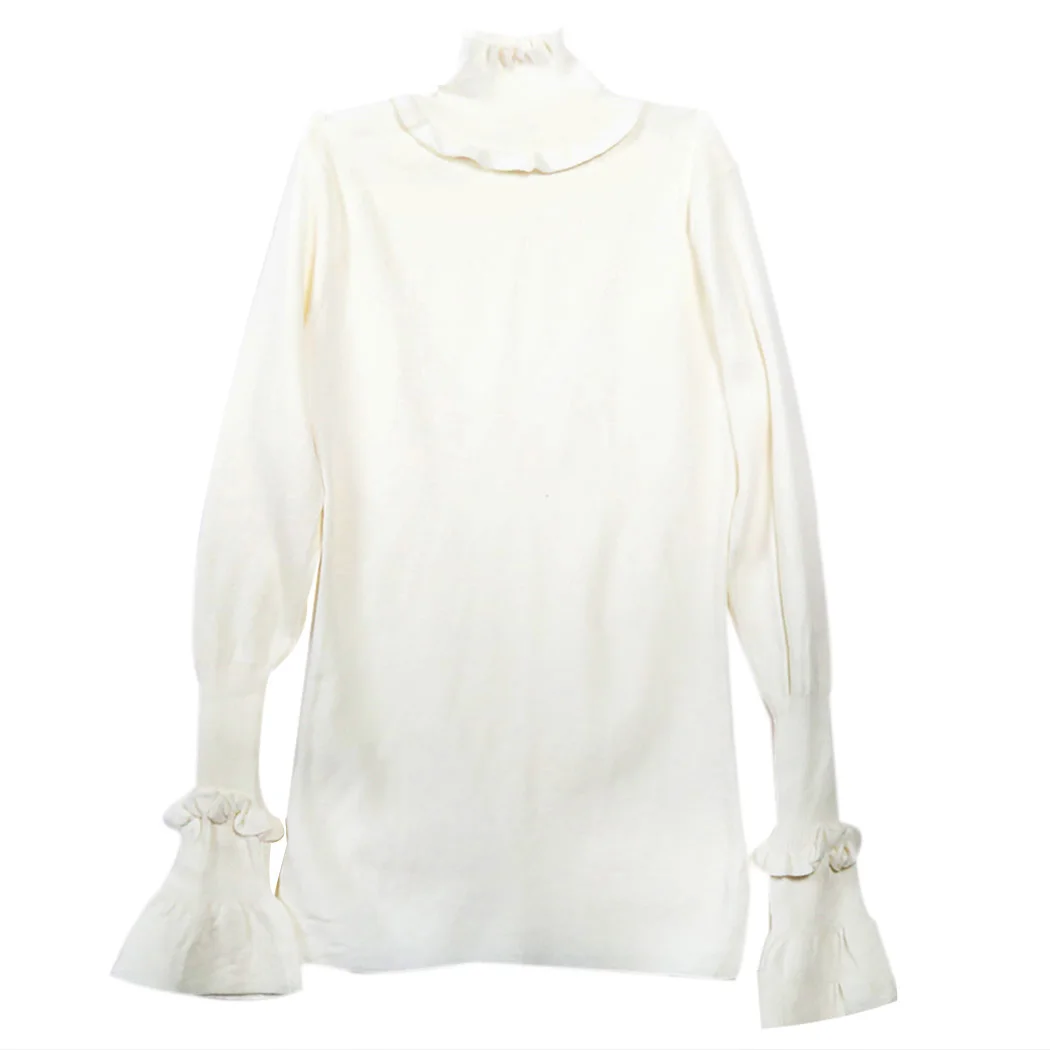 Fashon Women Solid Slim Fit Pullovers 13 Styles Long Sleeve Turtleneck Ruffle Sweater Winter Spring Knitted Sweaters Femme Hiver | Женская