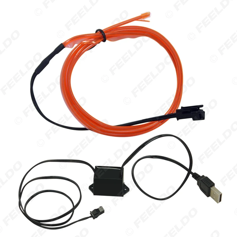 FEELDO 12V USB силовой инвертор автомобиля 2M гибкое литье EL неоновое светящееся