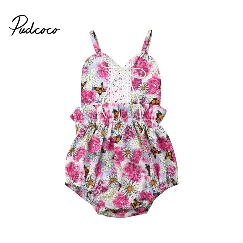 Pudcoco/Боди для новорожденных девочек с цветочным рисунком Ropa Bebe хлопковое