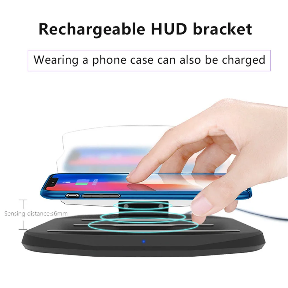 Универсальное беспроводное зарядное устройство HUD для iPhone X 8 Plus дисплей с
