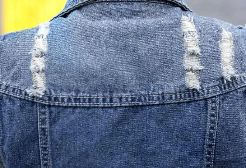 #3316 летний короткий джинсовый жилет Женский облегающий рваный Женская куртка без