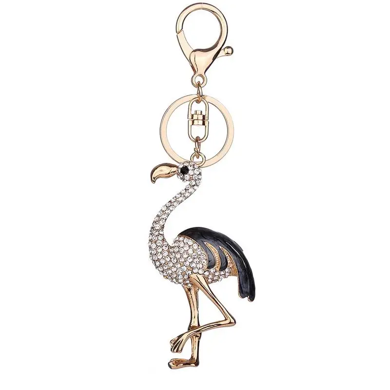 Popular Diamond Flamingo Key Ring Pendant Europe And The United States Keychain Bag Hanging Ornament Holiday Gift 1PC | Дом и сад