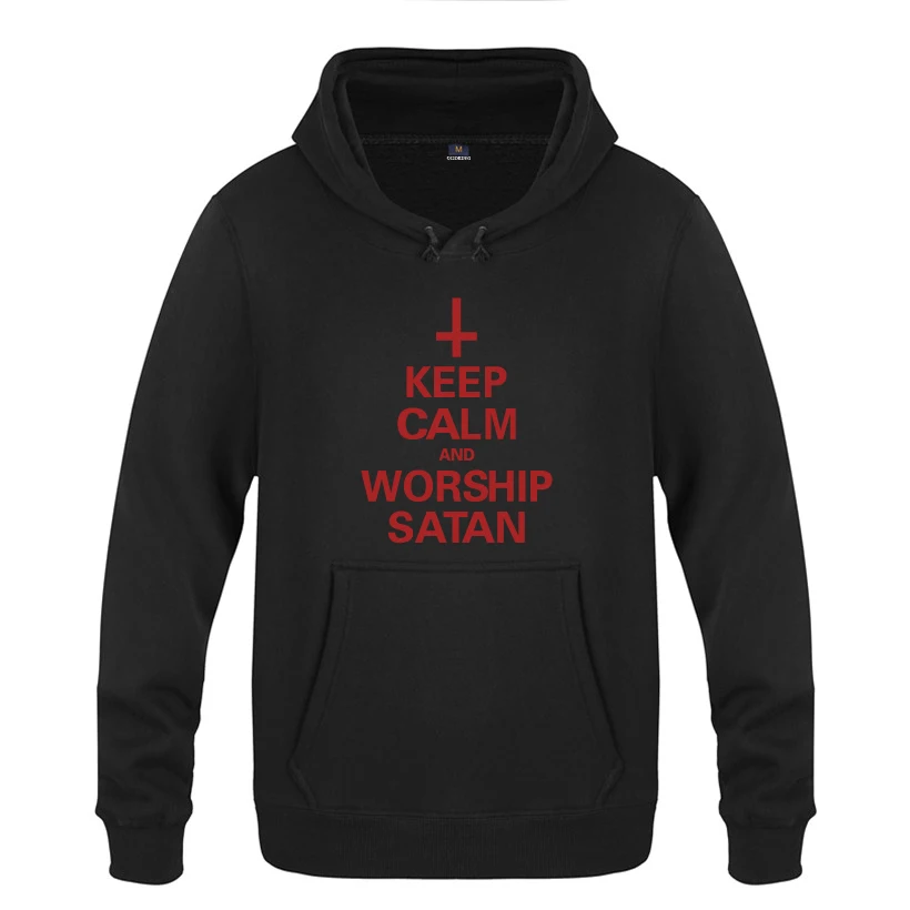 С надписью Keep Calm and культ Сатаны демон в готическом стиле эмо 666 кофты Для мужчин