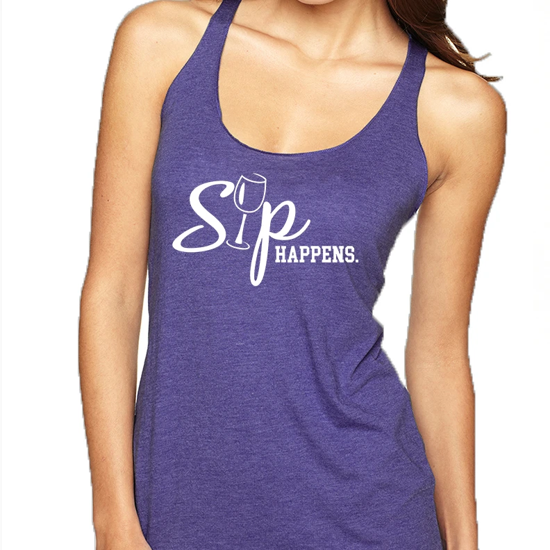 Women's Tank Top Sip Happens Wine Lovers Shirt Drink |