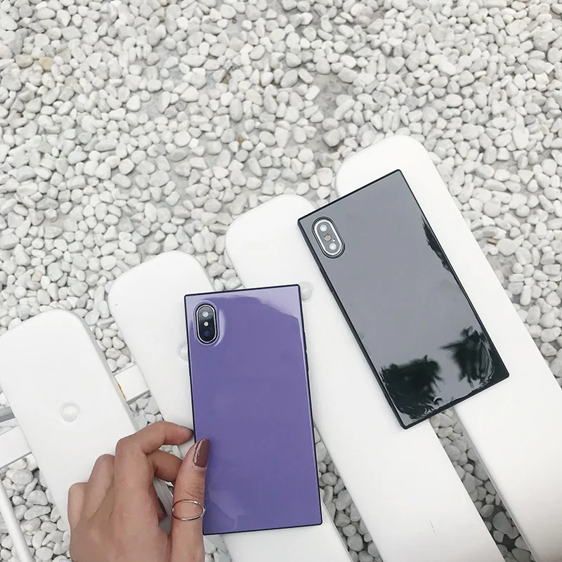 Роскошные ТПУ телефон чехлы для iPhone X XR XS Макс мода квадратный плотная Телефон