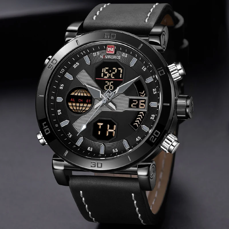 Часы NAVIFORCE мужские армейские спортивные водонепроницаемые светодиодный