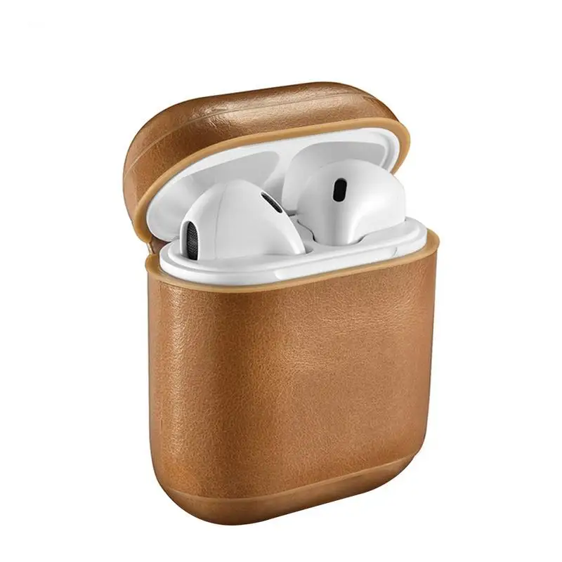 Беспроводной Bluetooth чехол для наушников Xiaomi Apple AirPods натуральная кожаная гарнитура