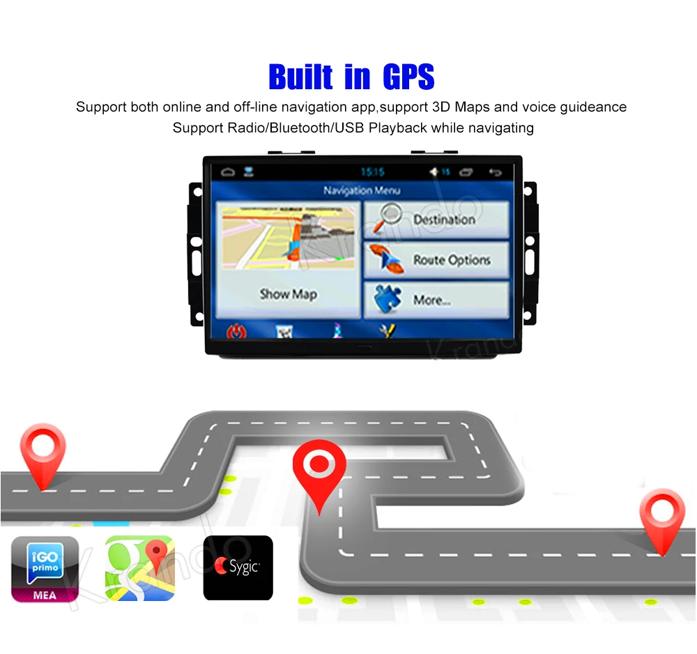 Krando Android 7.1 9&quot Big screen Full touch car multimedia system for chrysler 300C 2005-2007 radio navigation gps player | Автомобили