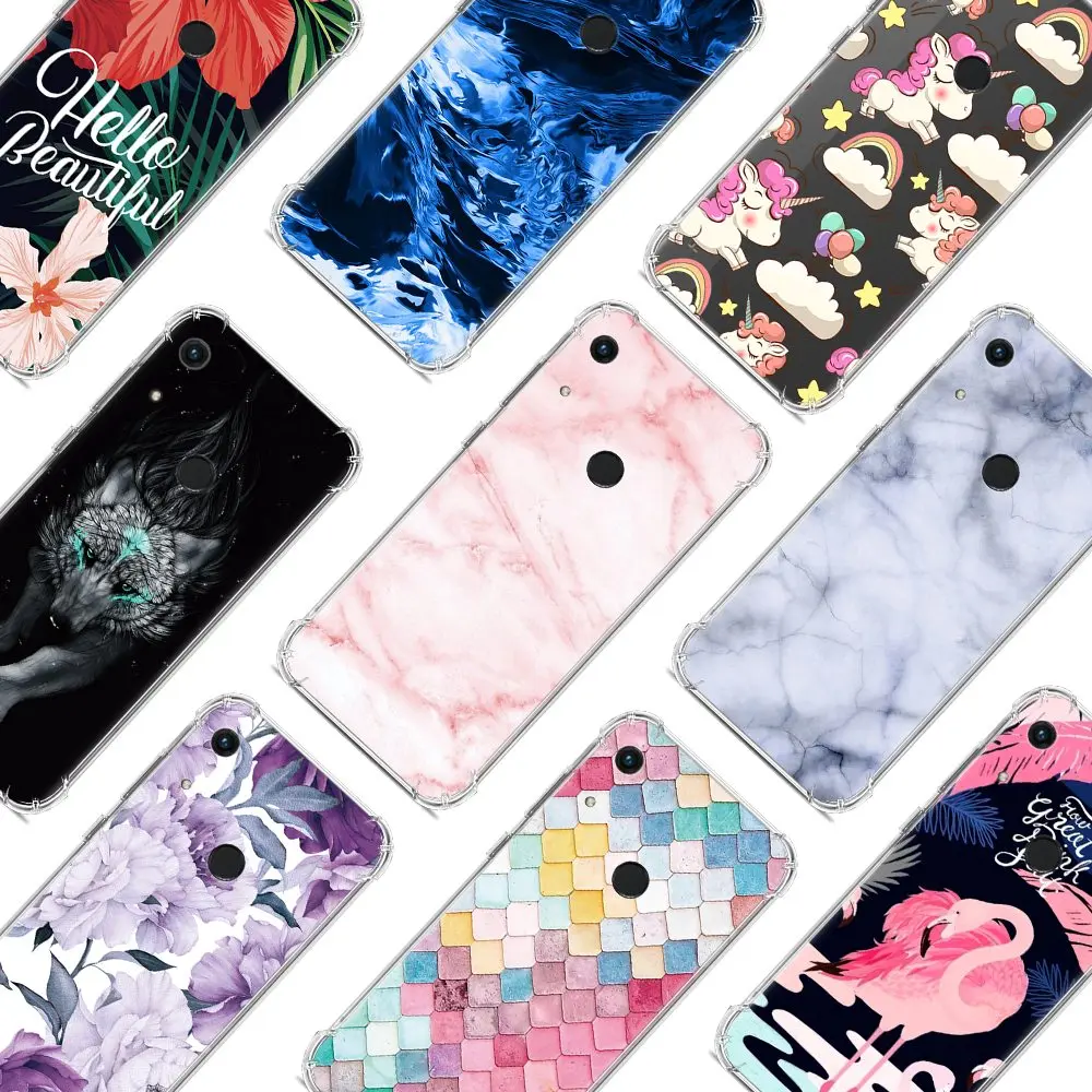 Anti-knock Phone Case For Huawei Y6 2019 / Honor 8A Back Fingerprint Version Colorful Painted With Airbag TPU Cover |