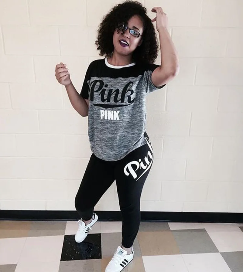 2 шт. женская одежда розовый наряд принт с коротким рукавом Футболка Топ и длинные