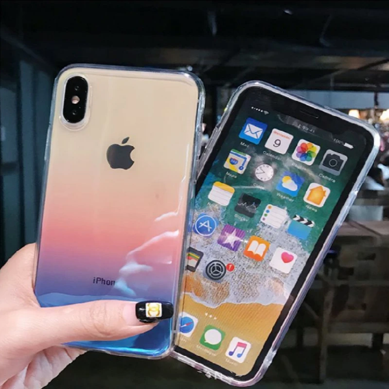 Прозрачный мягкий силиконовый разноцветный чехол Coque для Iphone X Xr Xs Max 6 S 6s 7 8 Plus 7plus
