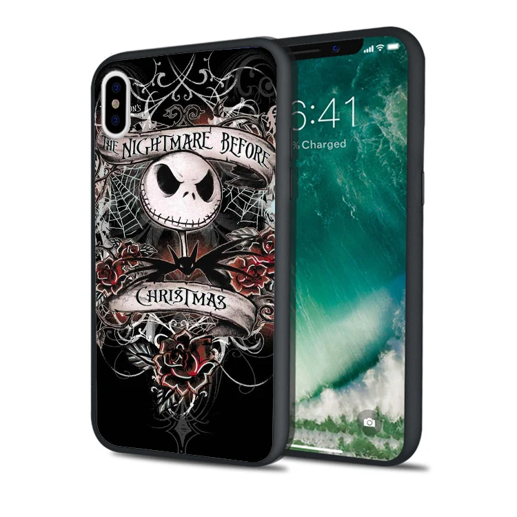 Кошмар перед Рождеством черный мягкий силиконовый чехол для телефона iPhone XS Max XR 7 8