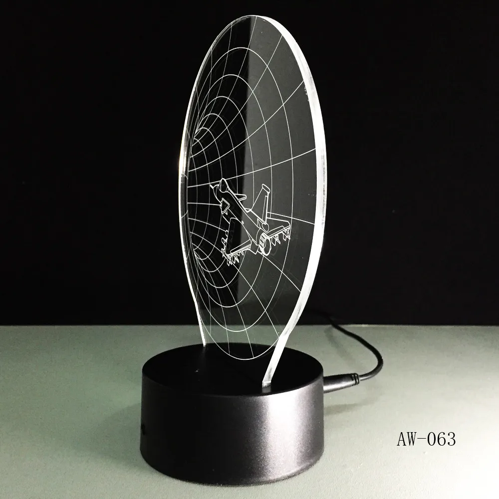 3D LED ночные светильники самолет время туннель 7 видов цветов изменить сенсорный