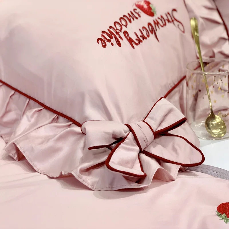 Бесплатная доставка 4 шт. постельных принадлежностей розовый цвет клубника