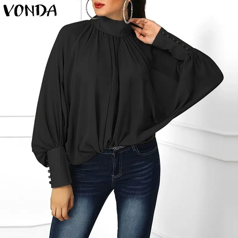 Женская блузка с длинным рукавом VONDA элегантная повседневная свободного размера