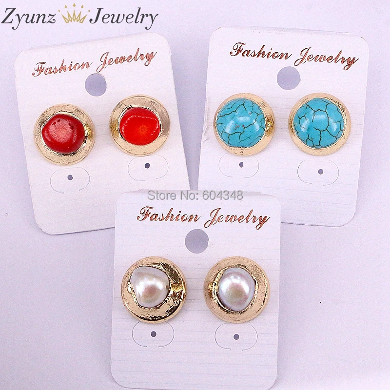 Серьги из пресноводного жемчуга/коралла/howlite с золотым покрытием 5 пар ZYZ335-6743 |