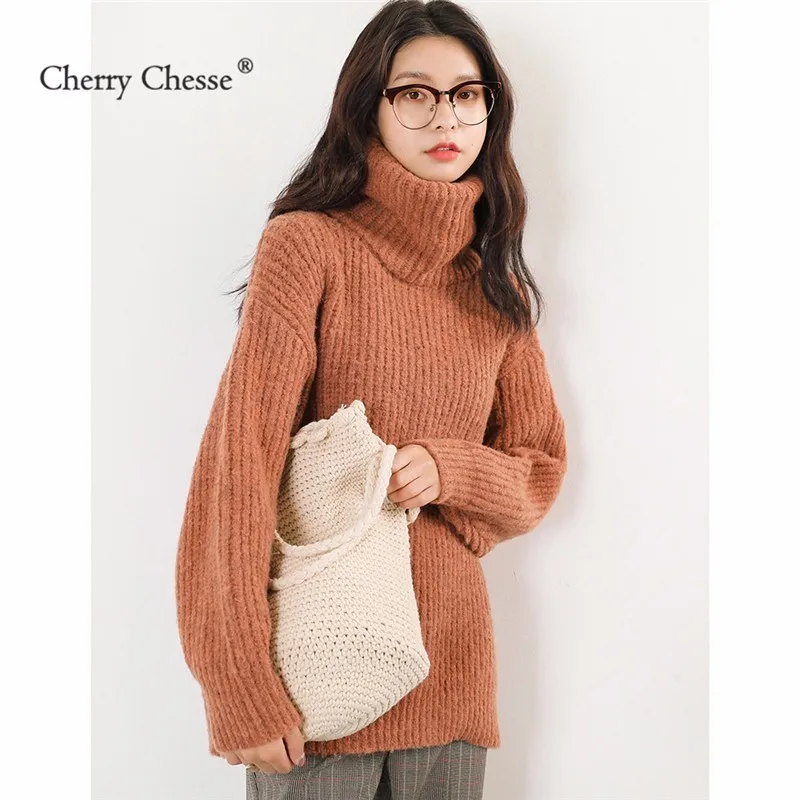 Cherry Chesse опрятный Для женщин свитер водолазка с длинным рукавом Пуловеры женские