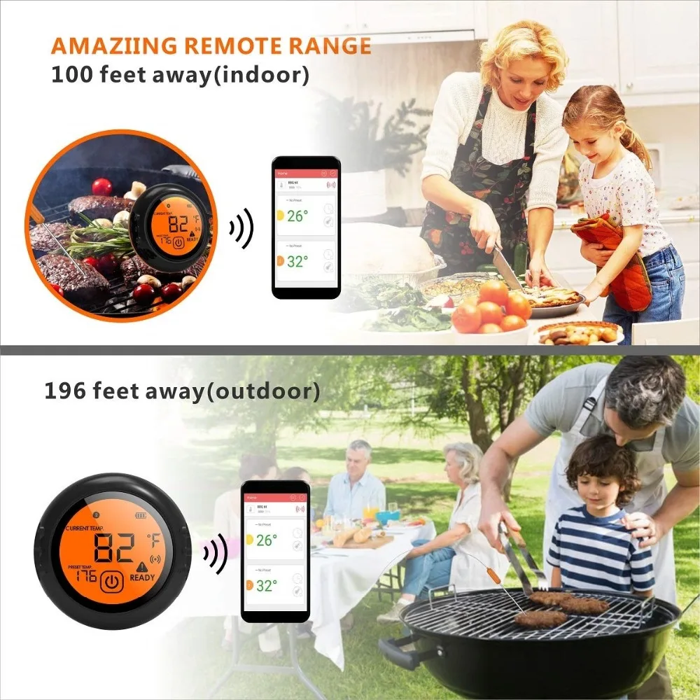 Беспроводной Bluetooth термометр для барбекю цифровой дистанционный мяса гриля пищи