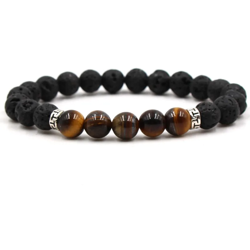 5 Tigereye White Chakras Yoga Stone Elastic Force Bracelet Hand String Beads Bracelets For Women Men Hyperbole lava jewelry | Украшения и