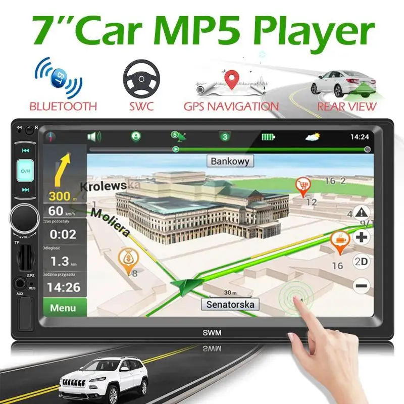SWM X4G 7 дюймов 2 Din Bluetooth стерео MP5 плеер GPS навигация головное устройство приемник FM