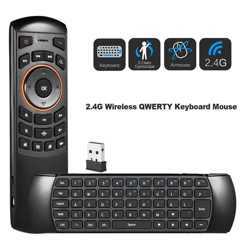 Мини 2 4 GHz Беспроводная QWERTY клавиатура Air Mouse пульт дистанционного управления для