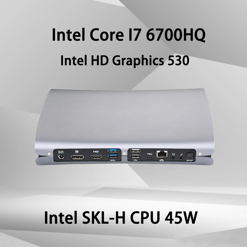 Вентилятор 4K Mini PC Intel Core I7 6700HQ Windows 10/Ubuntu серебристый [HUNSN BA01L] (WiFi/1HD1. 4/1DP1. 2/2USB3. 0/2USB2.