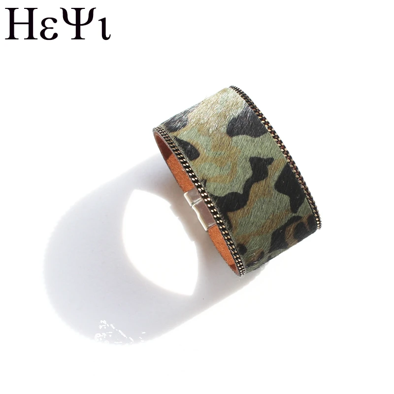 Женский кожаный браслет с леопардовым узором Корейский Бархатный магнитной
