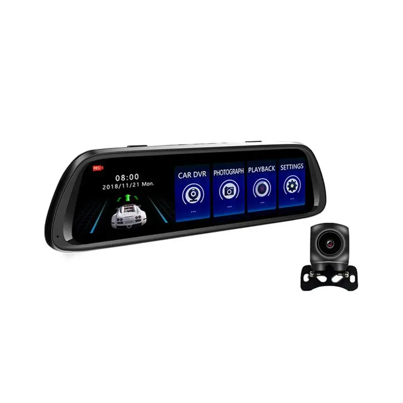 Автомобильный видеорегистратор Dvr 10 дюймов зеркало заднего вида 1080P с двумя