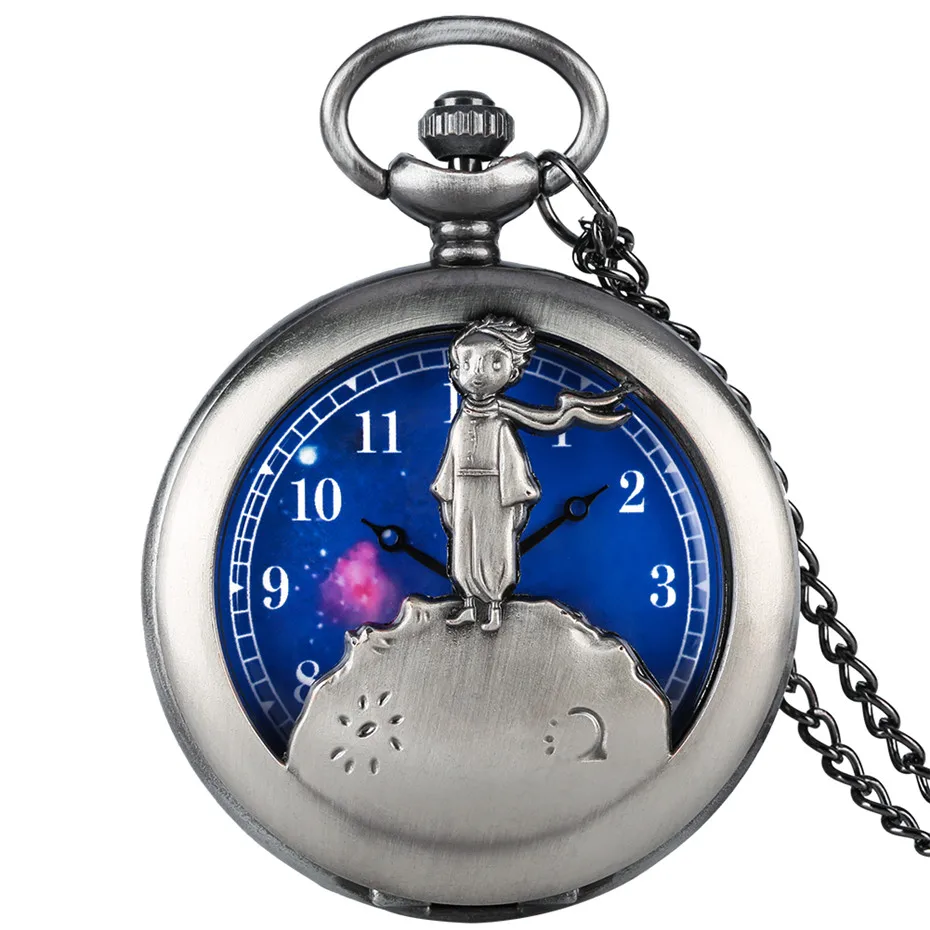 Hot Item The Little Prince Retro Grey/Bronze Necklace Pocket Watch Quartz Best Birthday Jewelry Clock Gifts for Men Women Kids