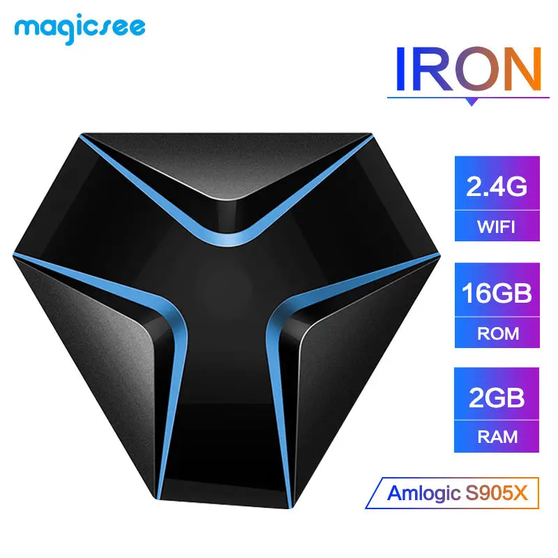 Magicsee Железный Android 7 1 Wifi tv Box Amlogic S905X четырехъядерный 2G + 16G Smart с HD 4K телеприставка