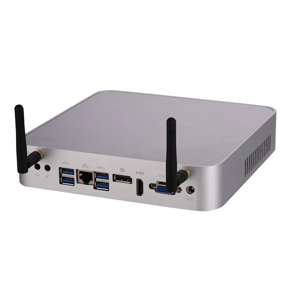 Вентилятор мини ПК Intel Core I7 7700HQ Windows 10/Ubuntu серебристый [HUNSN BA03L] (WiFi/1HD1. 4/1DP1. 2/1VGA/4USB3.