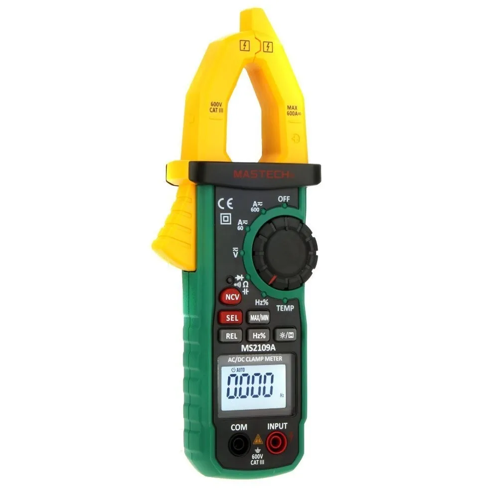 Mastech Ms2109a Auto Range Digital Ac Dc Current Clamp Meter Multimeter Hz Temp Capacitance Tester With Ncv Detector