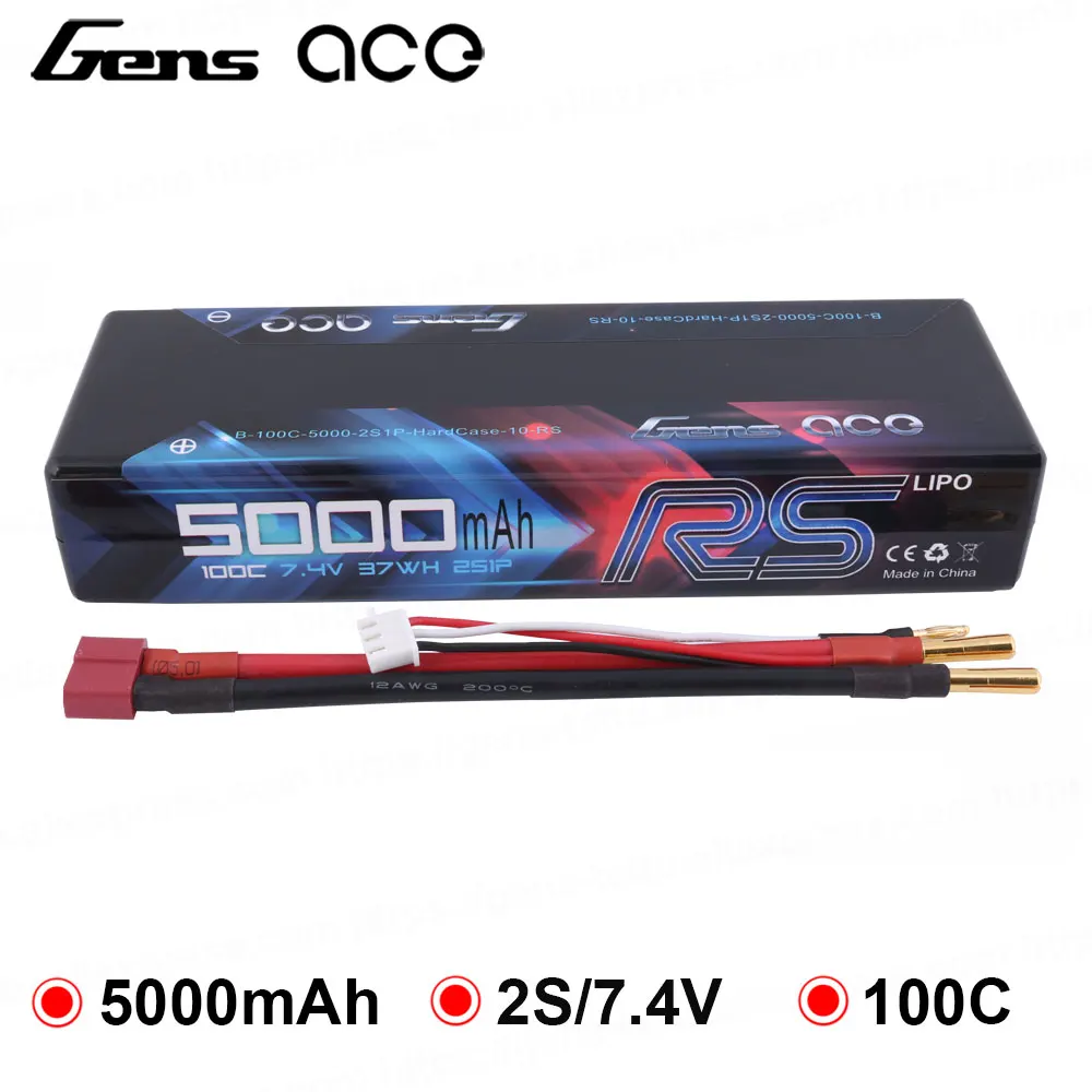 Gens ace Lipo батарея 7 4 в 5000 мАч 100C 2 S батареи Pack 0 мм пуля к разъем типа deans для ARRMA TRAXX