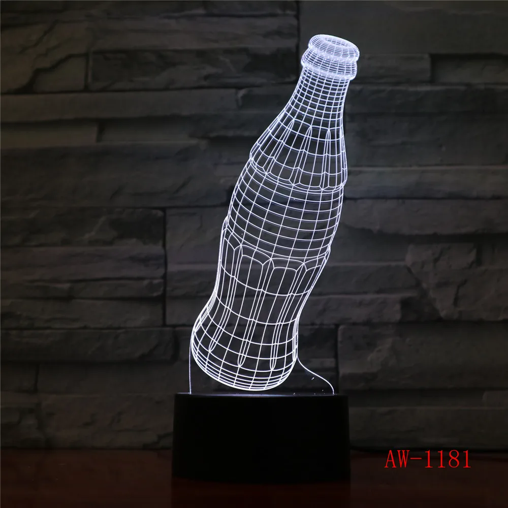 Светодиодный ночник с пультом дистанционного управления в бутылке USB 3D
