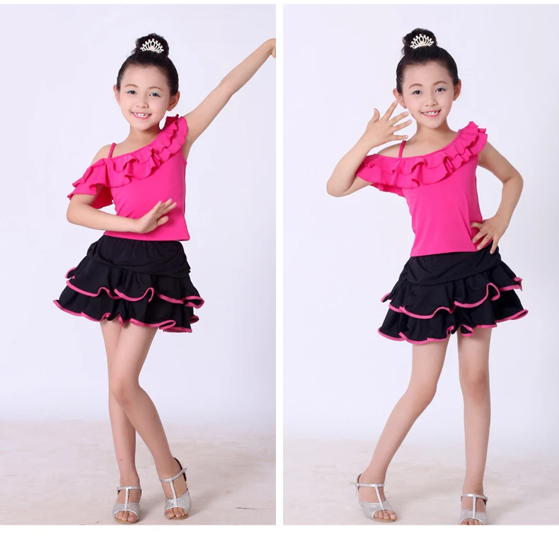 Платье для Бальных латинских танцев девочек Детский костюм соревнований сальсы