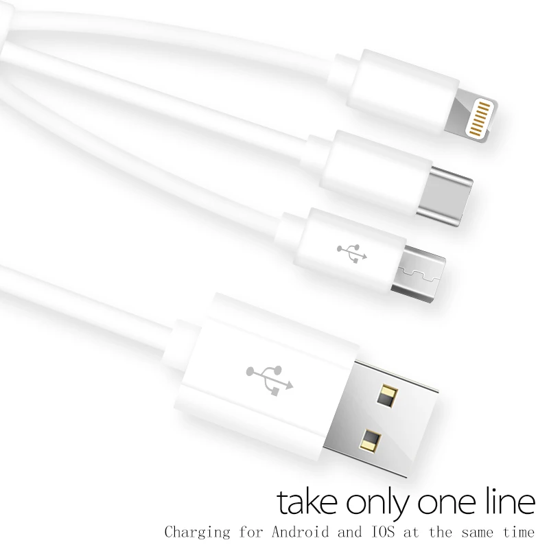 Usb кабель для зарядки IOS и Micro Type C 3 в 1|Комплекты аксессуаров телефонов| |